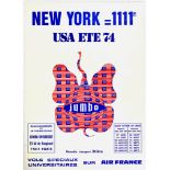 Travel Poster New York Air France Jumbo Jet