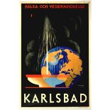 Travel Poster Karlsbad Health Spa Art Deco Czechoslovakia