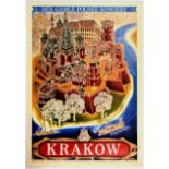Travel Poster Krakow Royal City Poland Art Deco
