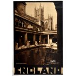 Travel Poster Bath England Roman Baths and Abbey