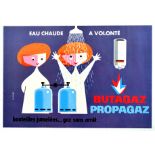 Advertising Poster Butagaz Propagaz Gaz Canisters Shower Boiler