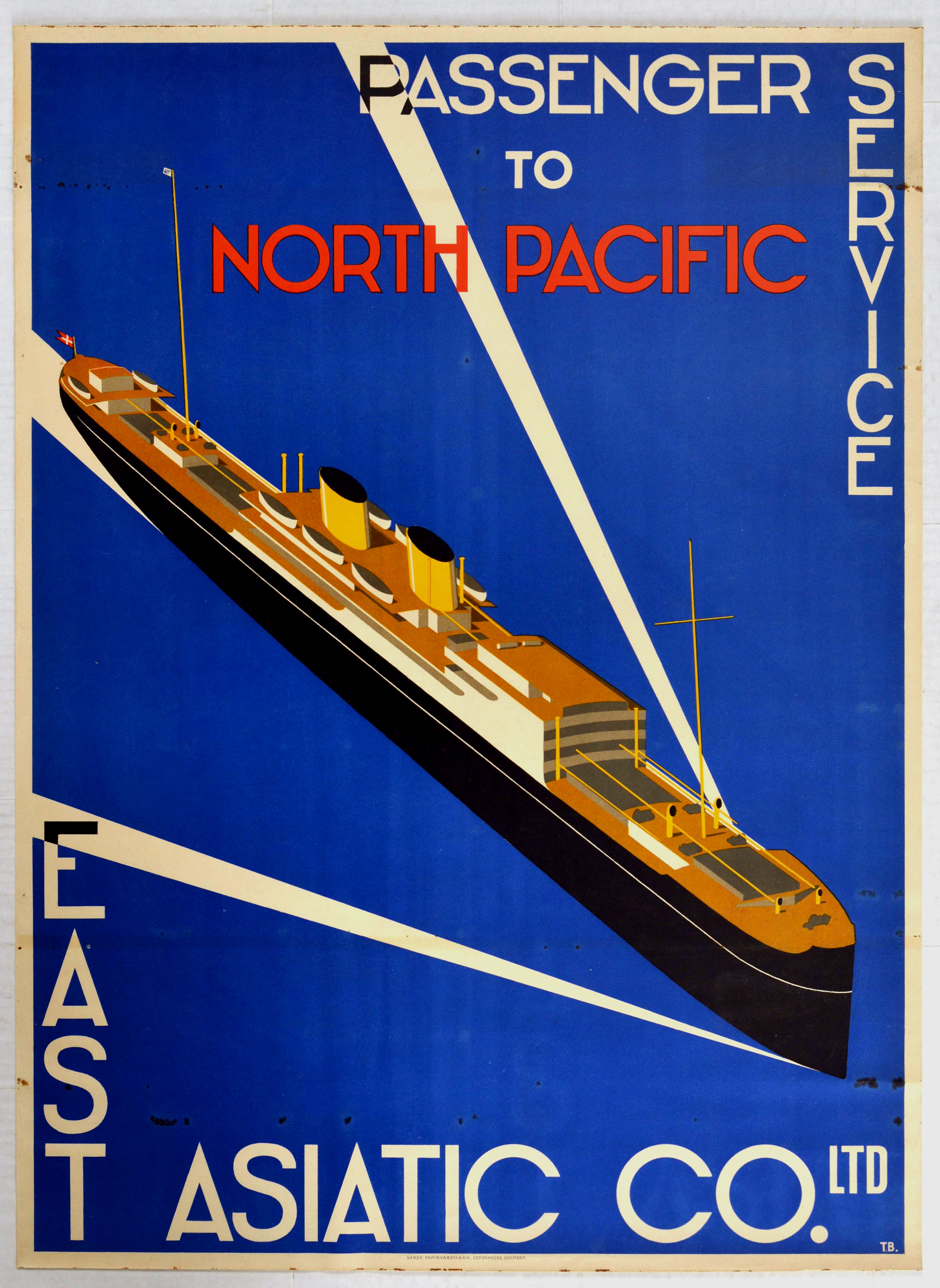 Travel Poster East Asiatic Passenger Service North Pacific Art Deco