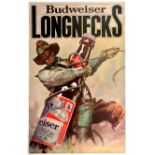 Advertising Poster Budweiser Beer Longnecks Cowboy