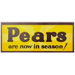 Advertising Poster Pears are now in Season Fruit