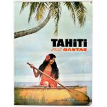 Travel Poster Tahiti Fly Qantas Airline