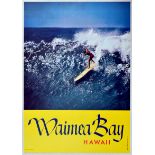 Sport Poster Waimea Bay Hawaii Surfer Big Wave