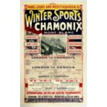 Travel Poster Winter Sports Chamonix Mont Blanc Skiing PLM Railway Art Nouveau