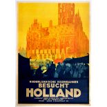 Travel Poster Dutch Railway Holland Town Hall Zeeland