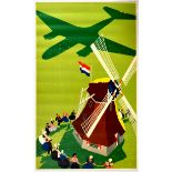 Travel Poster Holland Windmill Airplane