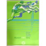 Sport Poster Munich Olympics 1972 Hurdles Running Athletics