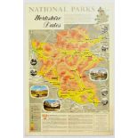 Travel Poster National Parks Yorkshire Dales Pictorial Map