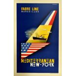 Travel Poster Fabre Line Marseilles Mediterranean New York