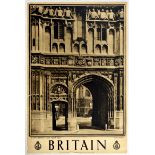 Travel Poster Britain Canterbury Christ Church Gate