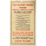 War Poster Cold Blooded Murder WWiI Recruitment UK