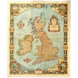 Travel Poster Illustrated British Isles Map
