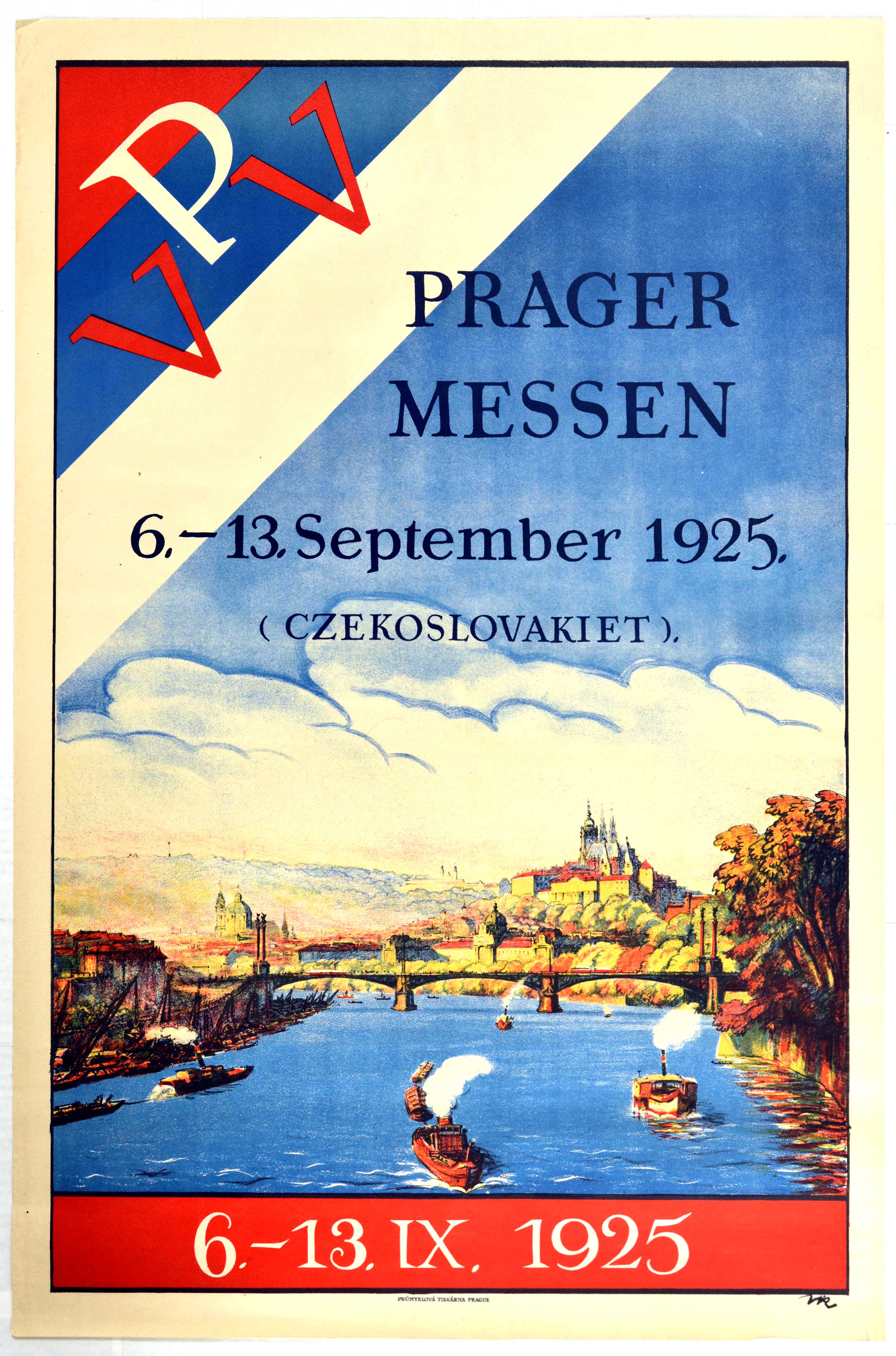 Advertising Poster Prague Fair Czechoslovakia Vltava