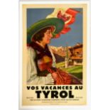 Travel Poster Tyrol Austria Holidays Mountains