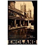 Travel Poster Bath England Roman Baths Abbey
