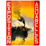 Advertising Poster Exposition Aquarelles ?Antoine Barbier? France