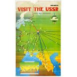 Travel Poster Visit the USSR Intourist Moscow Map