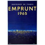 Advertising Poster Set Emprunt Bonds France Electricity SNCF Villemot