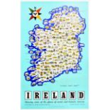 Travel Poster Ireland Pictorial Map Irish Tourist Board