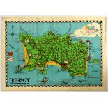 Travel Poster Jersey Illustrated Map Channel Islands
