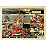 Propaganda Poster Sea Survival Liferafts Airplane Crash UK Royal Air Force