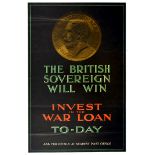 War Poster War Loan British Sovereign Coin WWI UK