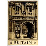 Travel Poster Britain Canterbury Christ Church Gate