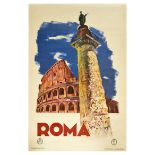Travel Poster ENIT Italian Railways Roma Italy Coliseum