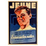 Propaganda Poster Young French Worker Deportation Nazi Germany WWII Prisoner of War