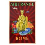 Travel Poster Air France Rome Plaquet Lockheed Constellation