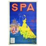 Travel Poster Spa Belgium Art Deco Couple Resort