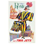Advertising Poster TWA Airlines Jets Rome Italy David Klein