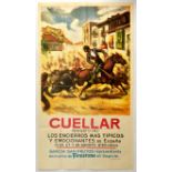 Travel Poster Running of the Bulls Cuellar Segovia Spain