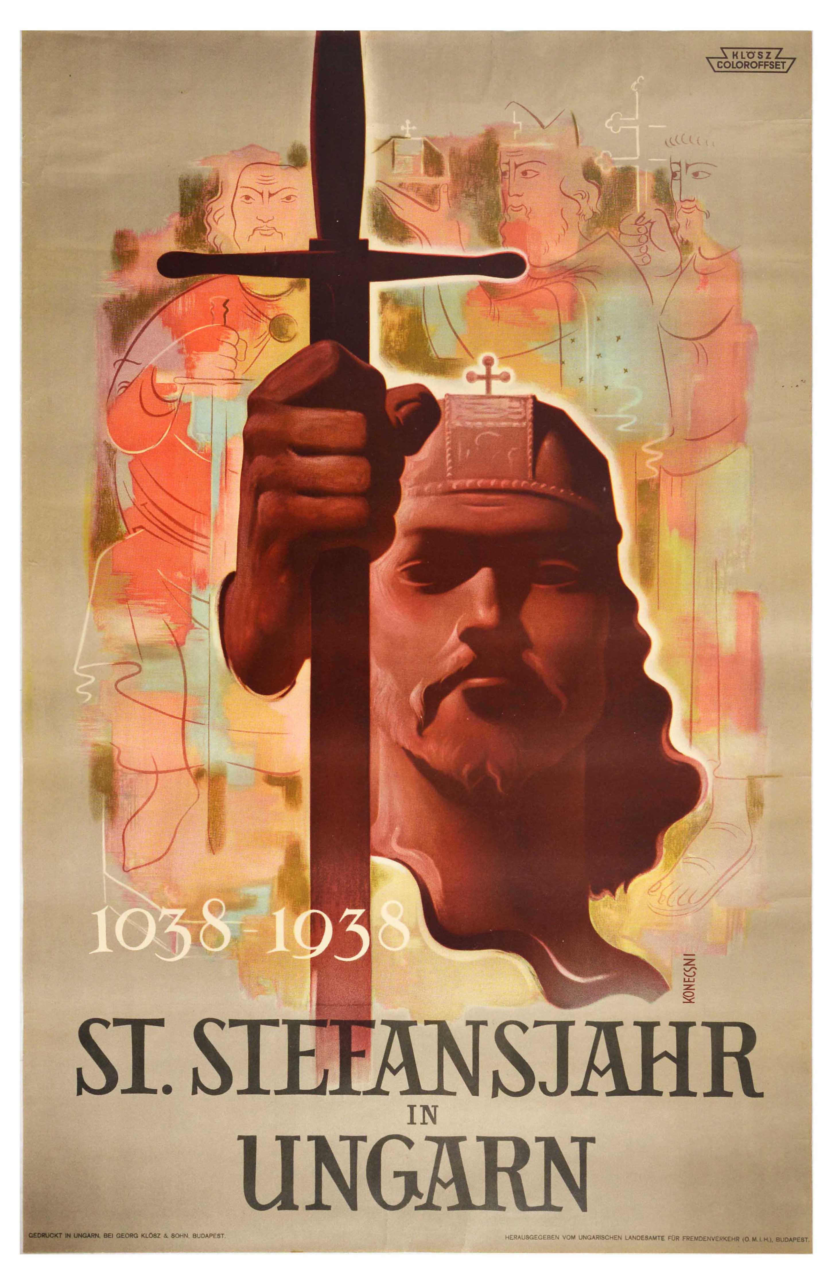 Travel Poster Hungary St Stephen Year Konecsni