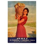 Advertising Poster Jerez Festival Sherry Wine Harvest Spain Vineyard