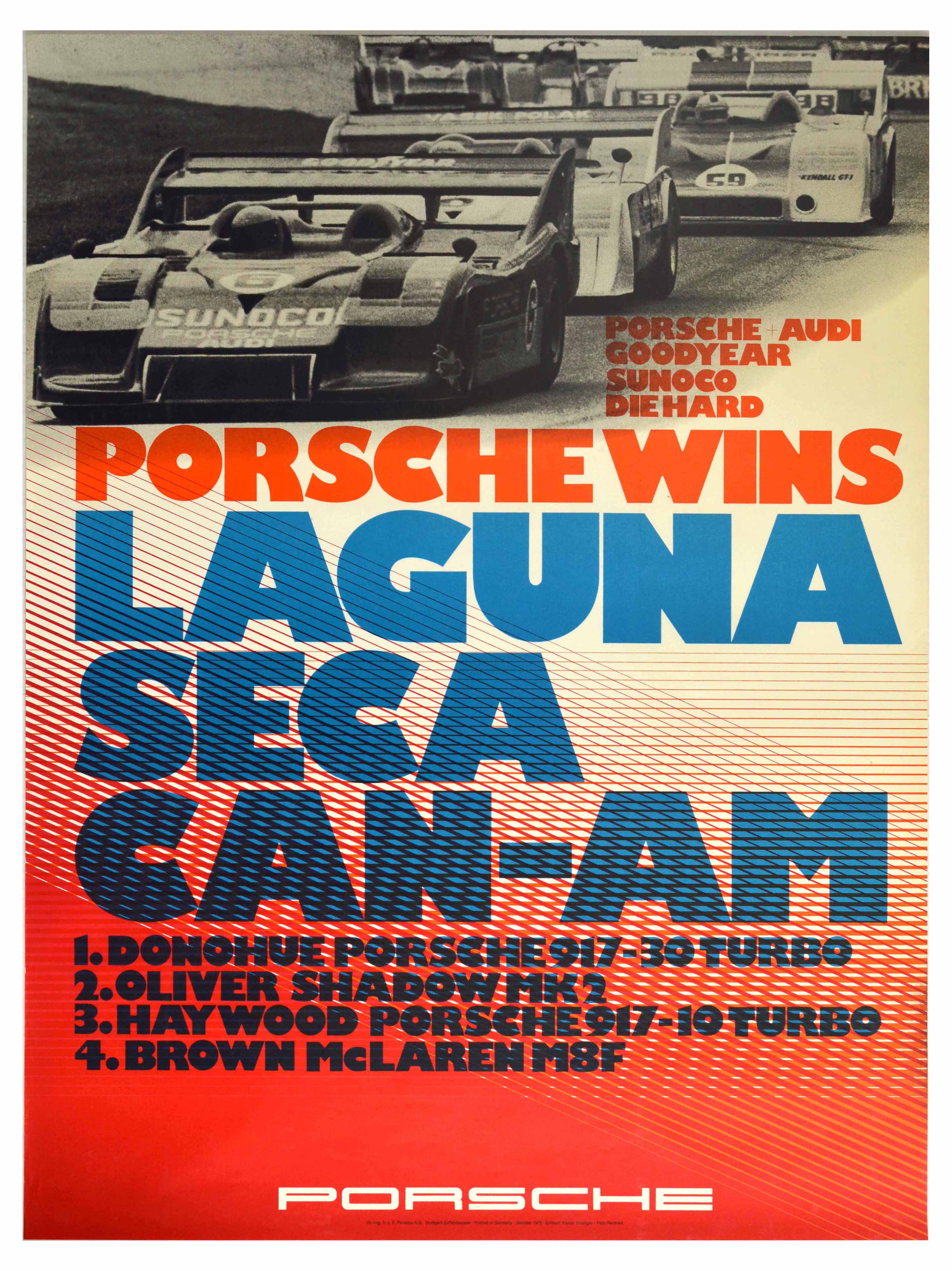 Advertising Poster Porsche 917 Wins Laguna Seca CanAm McLaren