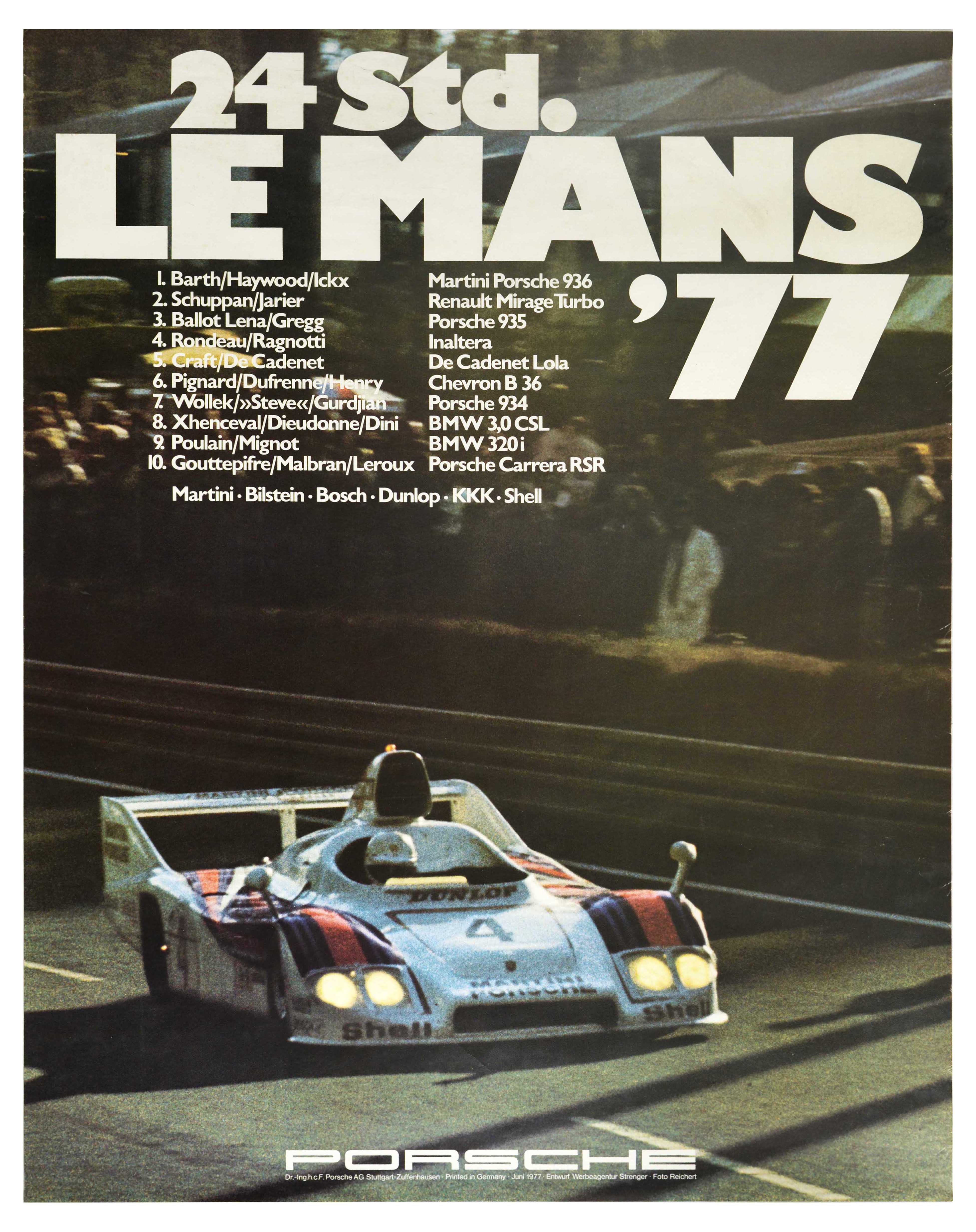 Sport Poster Porsche 936 Le Mans 1977 Race Car Motorsport