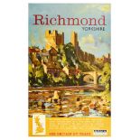 Travel Poster Richmond British Rail Swaledale Yorkshire River Castle