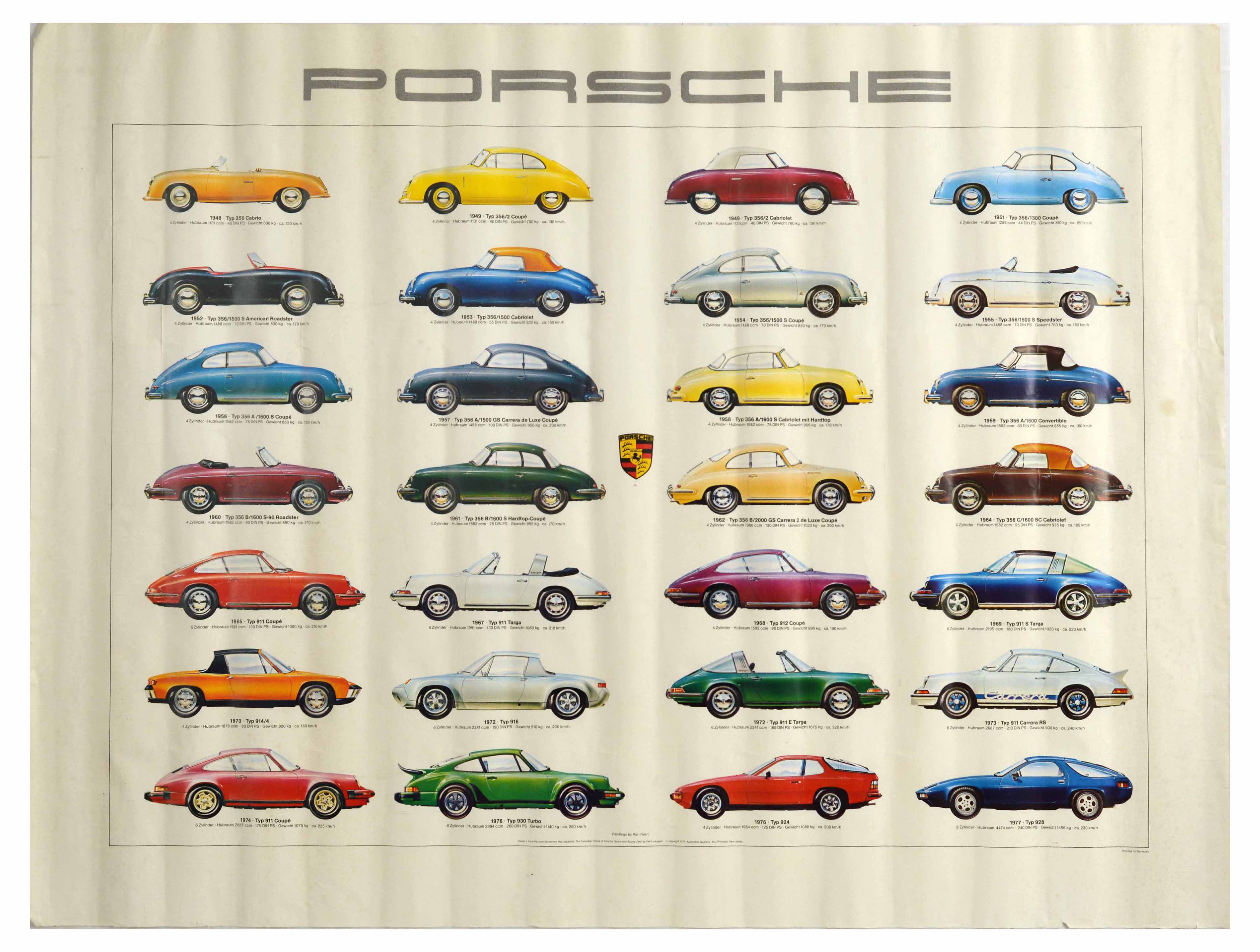 Advertising Poster Porsche Production Sports Cars Ken Rush 911