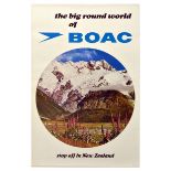 Travel Poster BOAC New Zealand Mountain Valley