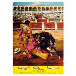 Travel Poster Iberia Airlines Spain Bullfighting Corrida