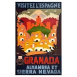 Travel Poster Granada Alhambra Sierra Nevada Visit Spain PNT