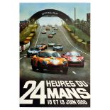 Advertising Poster 24 Heures du Mans 1966 Ford GT40 Ferrari Dunlop