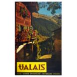 Travel Poster Valais Chalet Switzerland Mountains