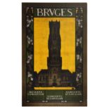 Travel Poster Bruges Belgium L Reckelbus