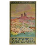 Travel Poster Coutances France French Railways Chemins de fer de Letat