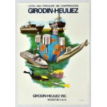 Advertising Poster Girodin Heuliez Houston USA Air Compressors Submarine Diver
